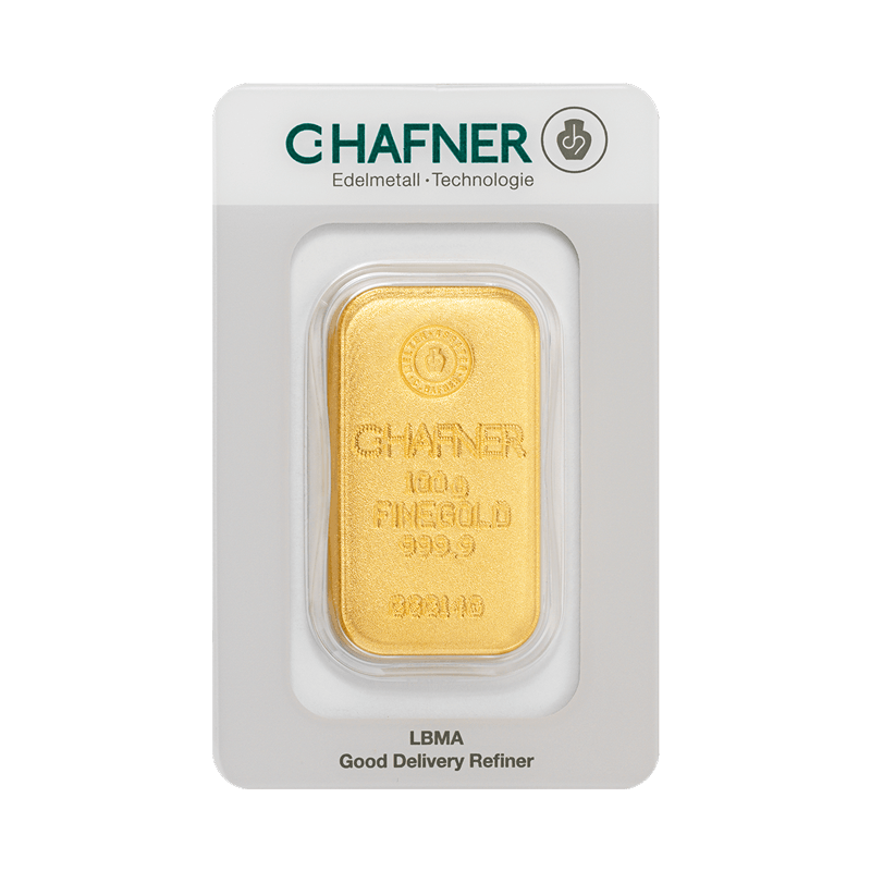 C. Hafner Goldbarren Gegossen 100 Gramm