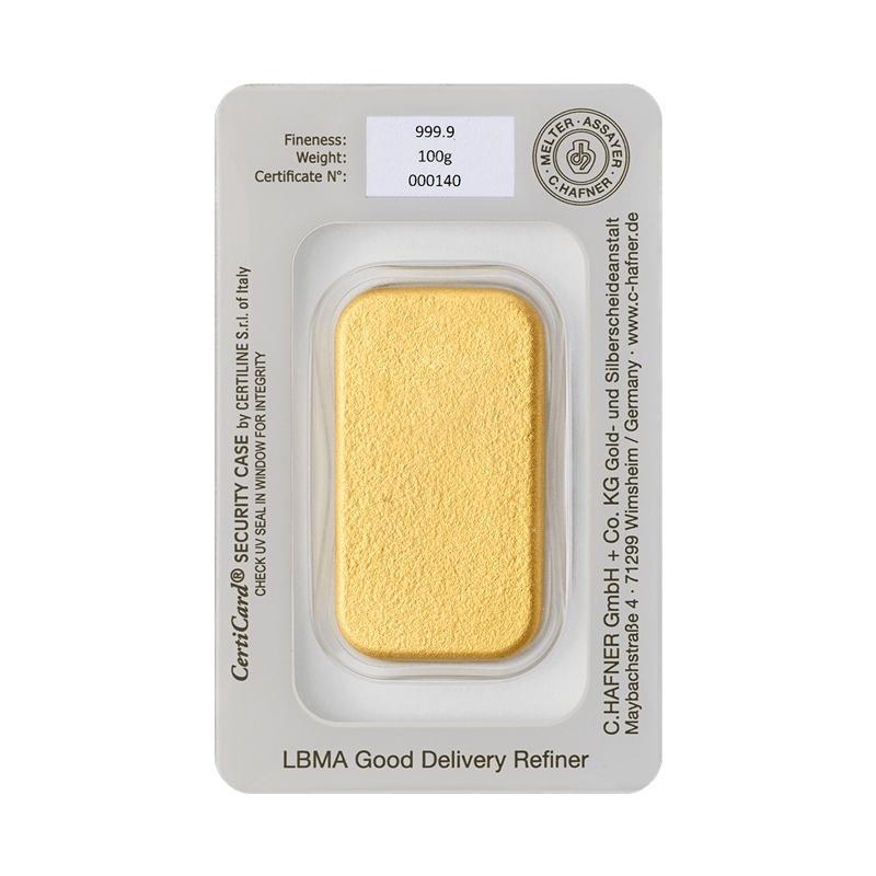 C. Hafner Goldbarren Gegossen 100 Gramm