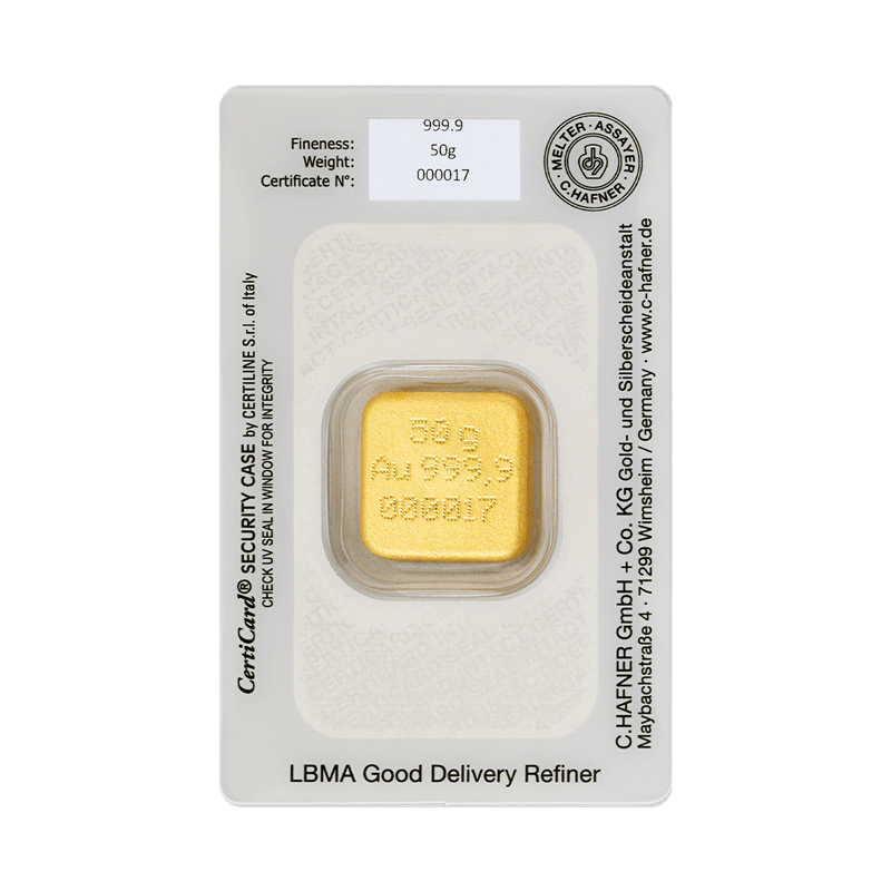 C. Hafner Goldbarren Gegossen 50 Gramm
