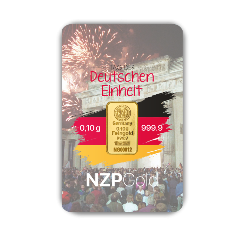Tag der Deutschen Einheit Geschenkbarren 0,10 Gramm Tag der Deutschen Einheit Geschenkbarren 0,10 Gramm
