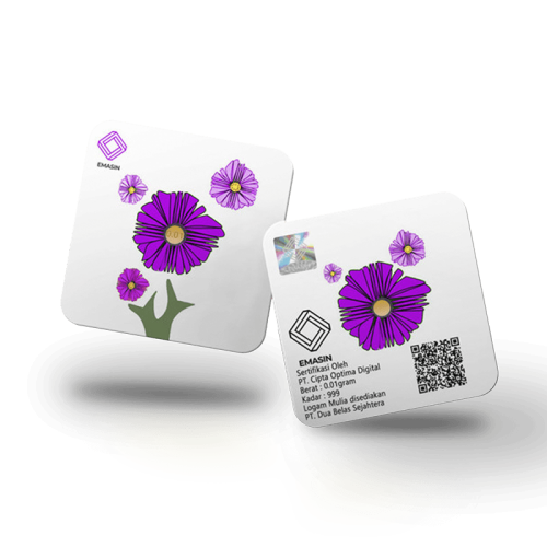 Emasin Rundform Goldbarren 0,01 Gramm Flower Series Purple - Blatt - Blüte- Emasin Rundform Goldbarren 0,01 Gramm Flower Series Purple - RB-EMS-FP001