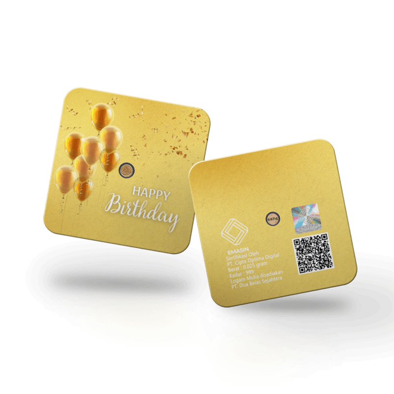 Emasin Rundform Goldbarren 0,025 Gramm Happy Birthday Ballon