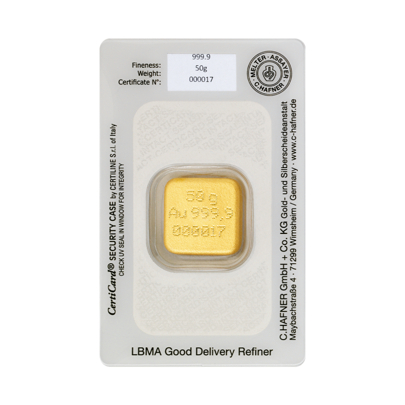 C. Hafner Goldbarren Gegossen 50 Gramm