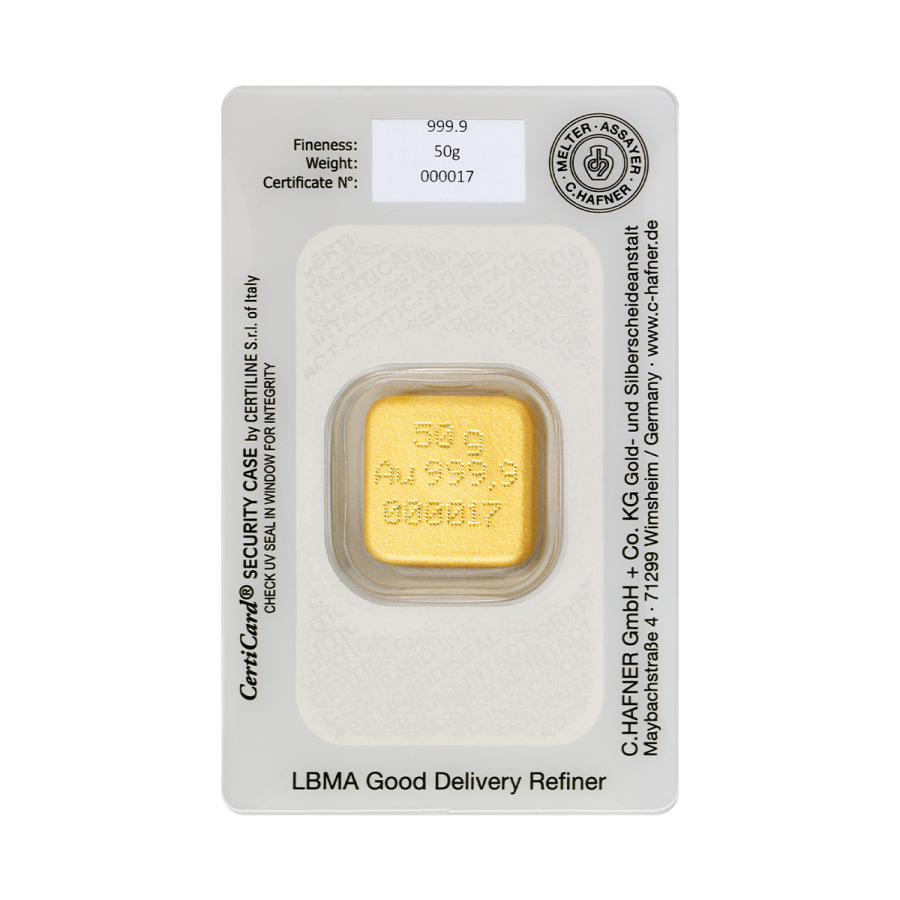 C. Hafner Goldbarren Gegossen 50 Gramm C. Hafner Goldbarren Gegossen 50 Gramm