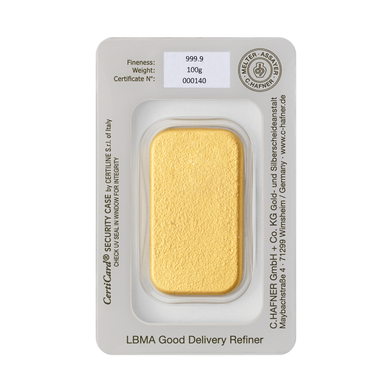 C. Hafner Goldbarren Gegossen 100 Gramm