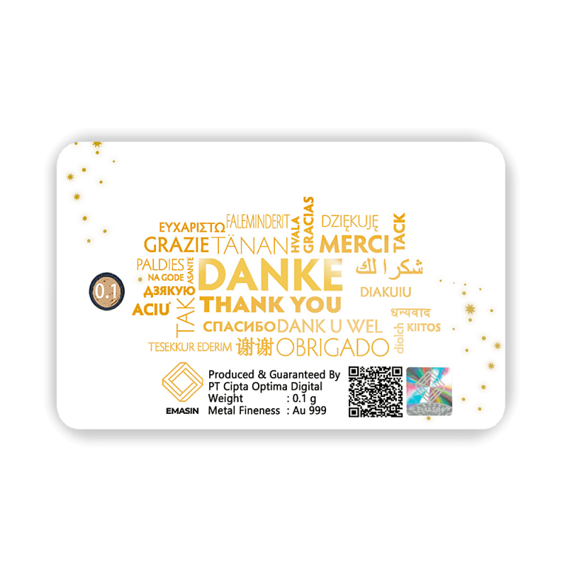 Danke - Merci - Thank You Geschenkkarten 0,10 Gramm - DKW-EMS-0010