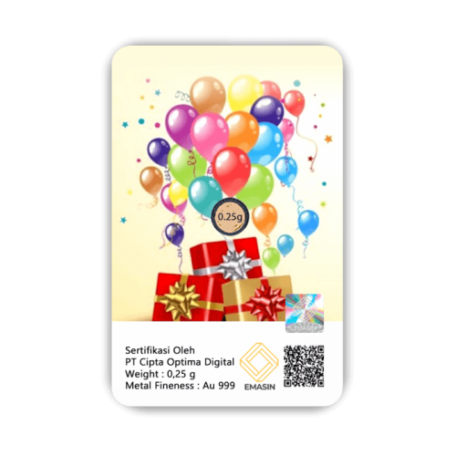 Happy Birthday Geschenkkarten Ballon 0,25 Gramm - HBB-EMS-0025