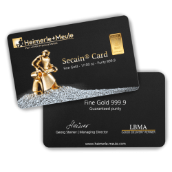 Heimerle + Meule Secain Card Goldbarren 1/100 oz (0,311 Gramm)