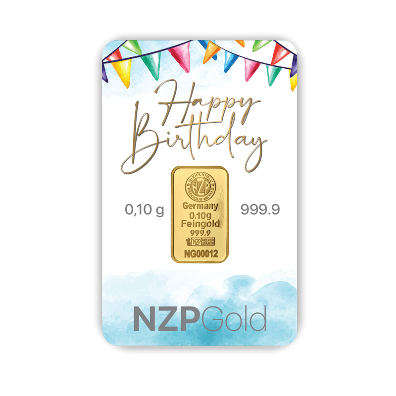 Geschenkbarren Happy Birthday 0,10 Gramm