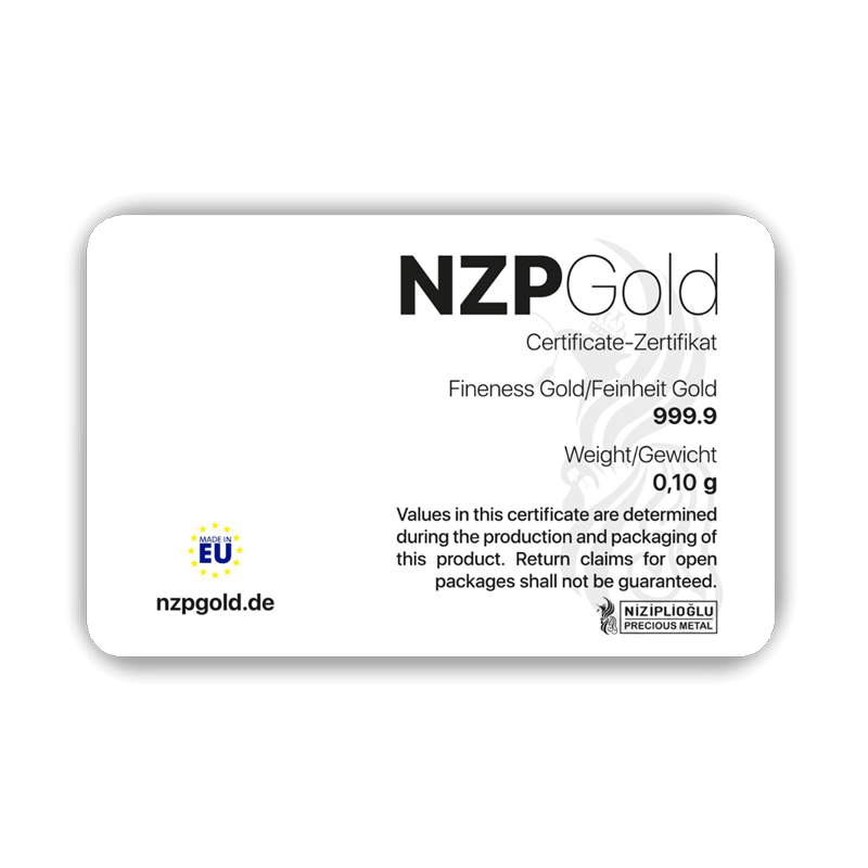 Nzp Gold Goldbarren 0,10 Gramm - Goldbarren-NZP- Nzp Gold Goldbarren 0,10 Gramm - GB-NZP-G0010