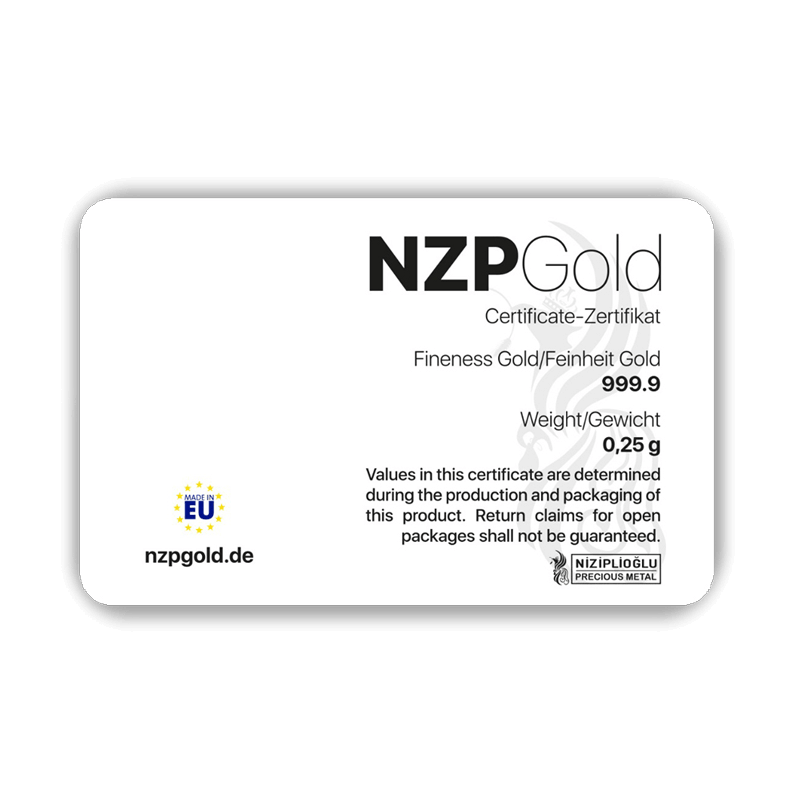 Nzp Gold Goldbarren 0,25 Gramm - GB-NZP-G0025