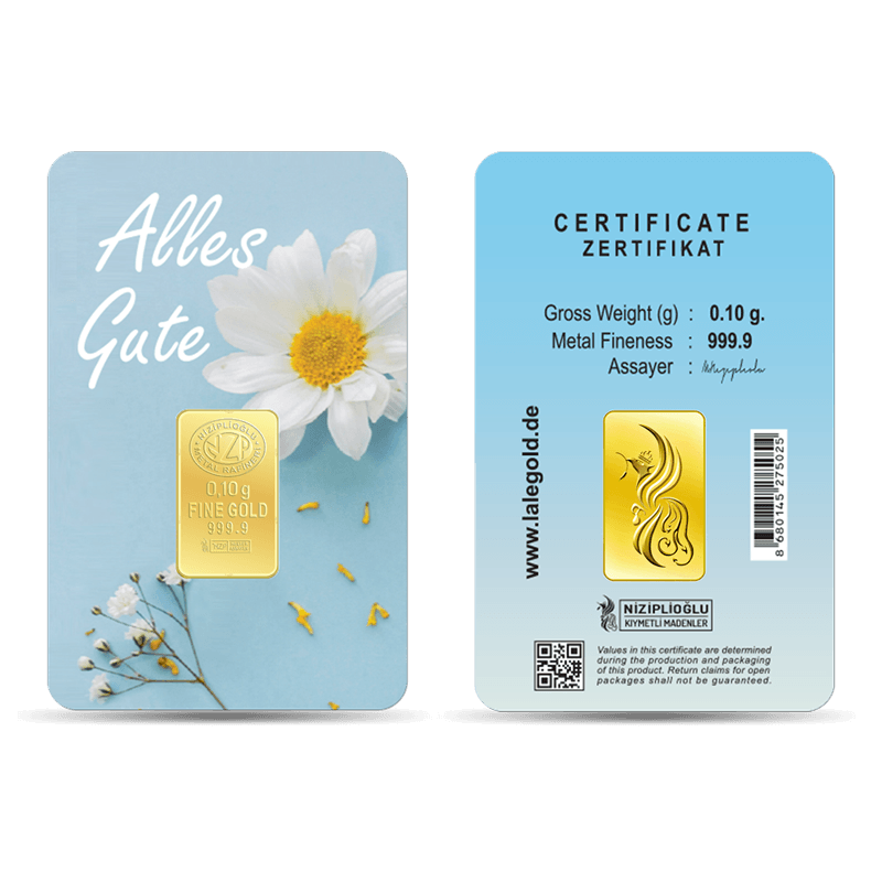 Alles Gute Geschenkbarren 0,10 Gramm