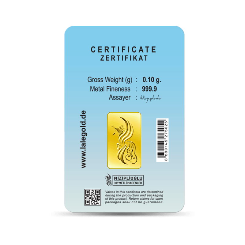 Alles Gute Geschenkbarren 0,10 Gramm - Herzlichen Glückwunsch- Alles Gute Geschenkbarren 0,10 Gramm - ALG-NZP-0010