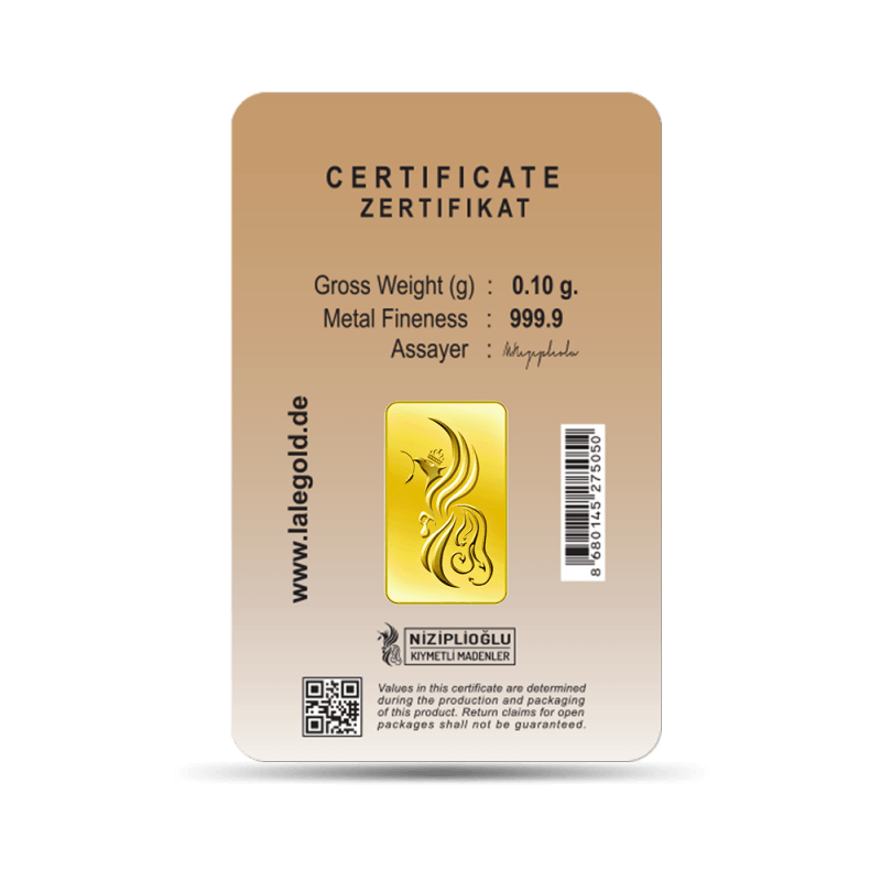 Danke - Merci - Thank You Geschenkbarren 0,10 Gramm - DAN-NZP-0010