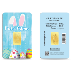 Frohe Ostern Geschenkbarren 0,10 Gramm Frohe Ostern Geschenkbarren 0,10 Gramm