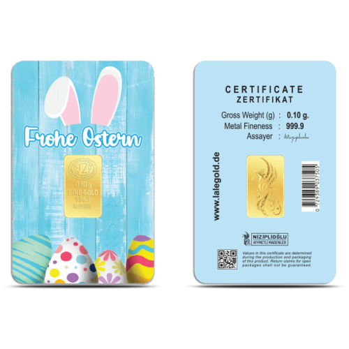 Frohe Ostern Geschenkbarren 0,10 Gramm 