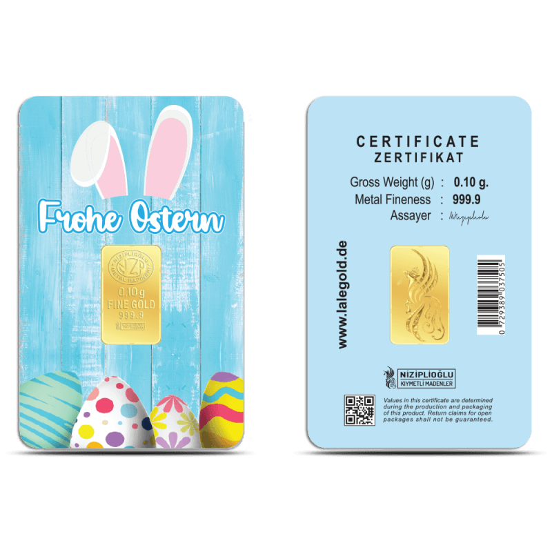 Frohe Ostern Geschenkbarren 0,10 Gramm 