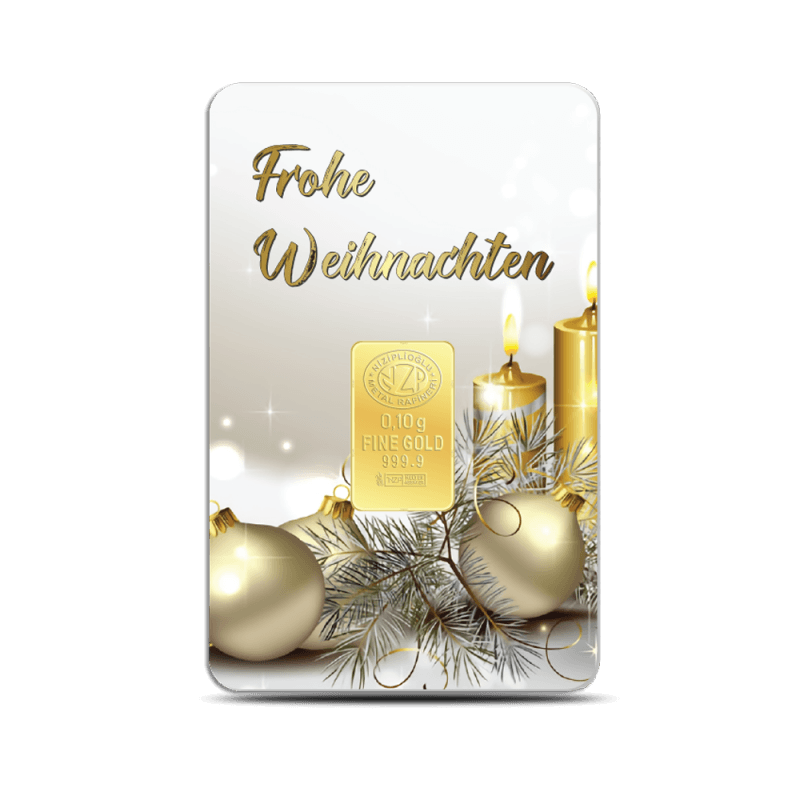 Frohe Weihnachten Geschenkbarren 0,10 Gramm 