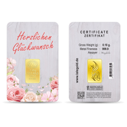 Herzlichen Glückwunsch Geschenkbarren 0,10 Gramm
