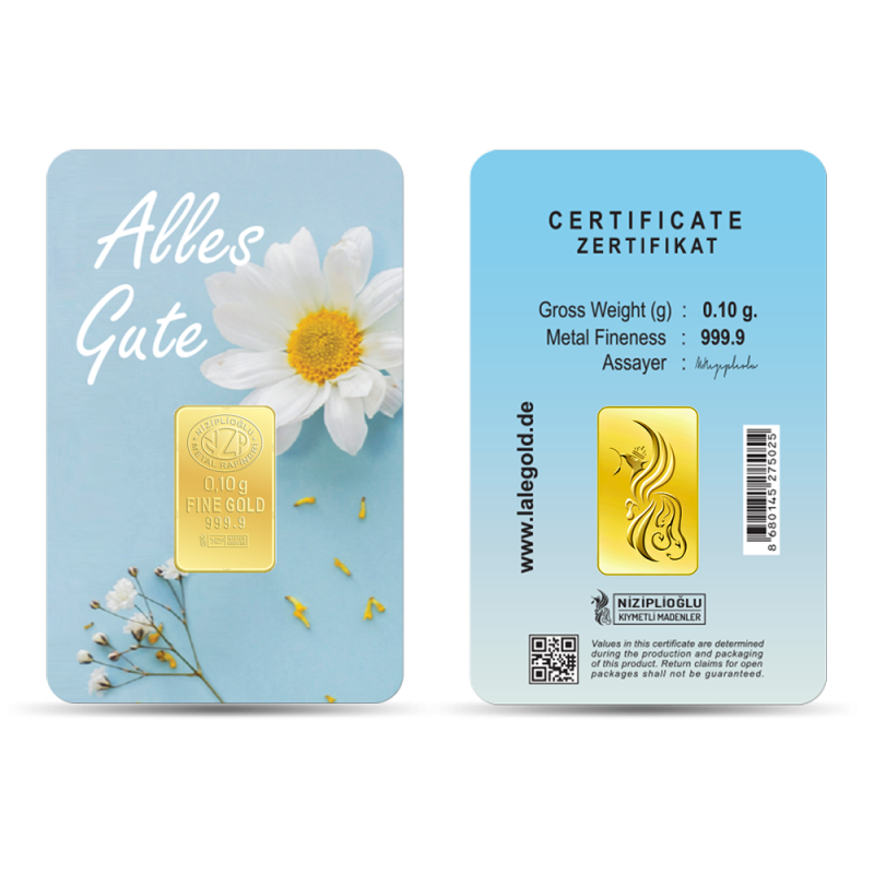 Alles Gute Geschenkbarren 0,10 Gramm