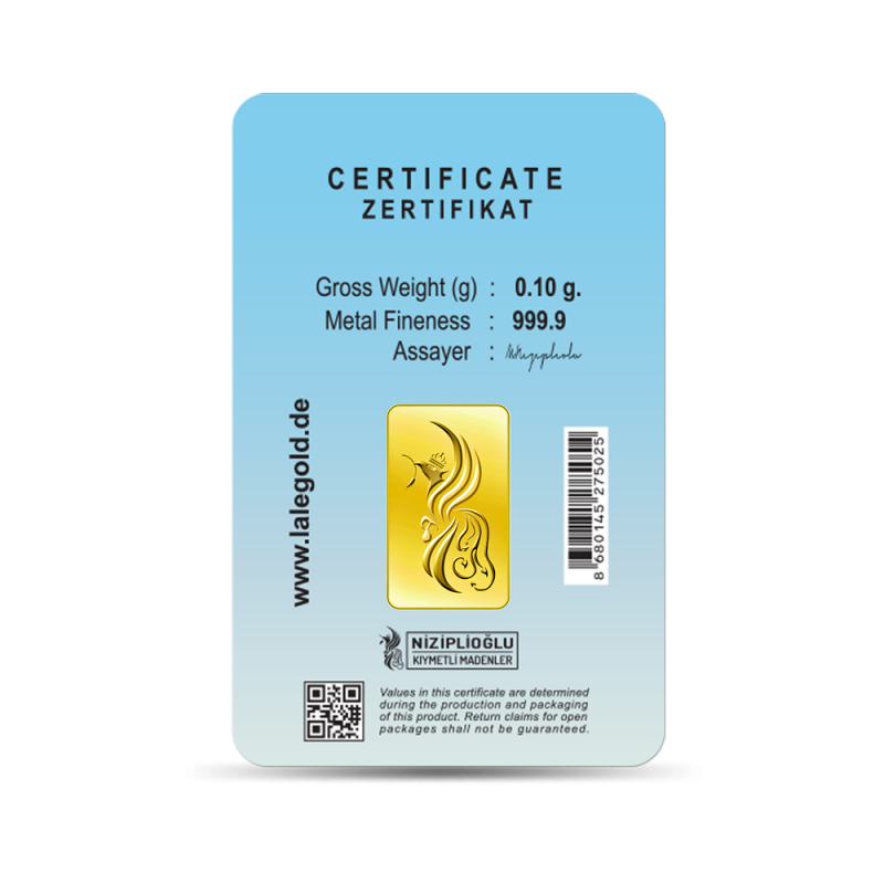 Alles Gute Geschenkbarren 0,10 Gramm - Herzlichen Glückwunsch- Alles Gute Geschenkbarren 0,10 Gramm - ALG-NZP-0010