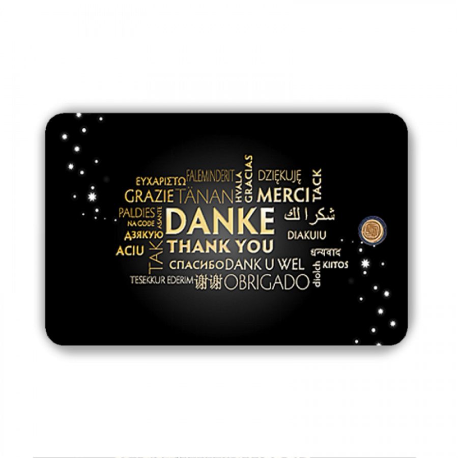 Danke - Merci - Thank You Geschenkkarten 0,25 Gramm - DKB-EMS-0025