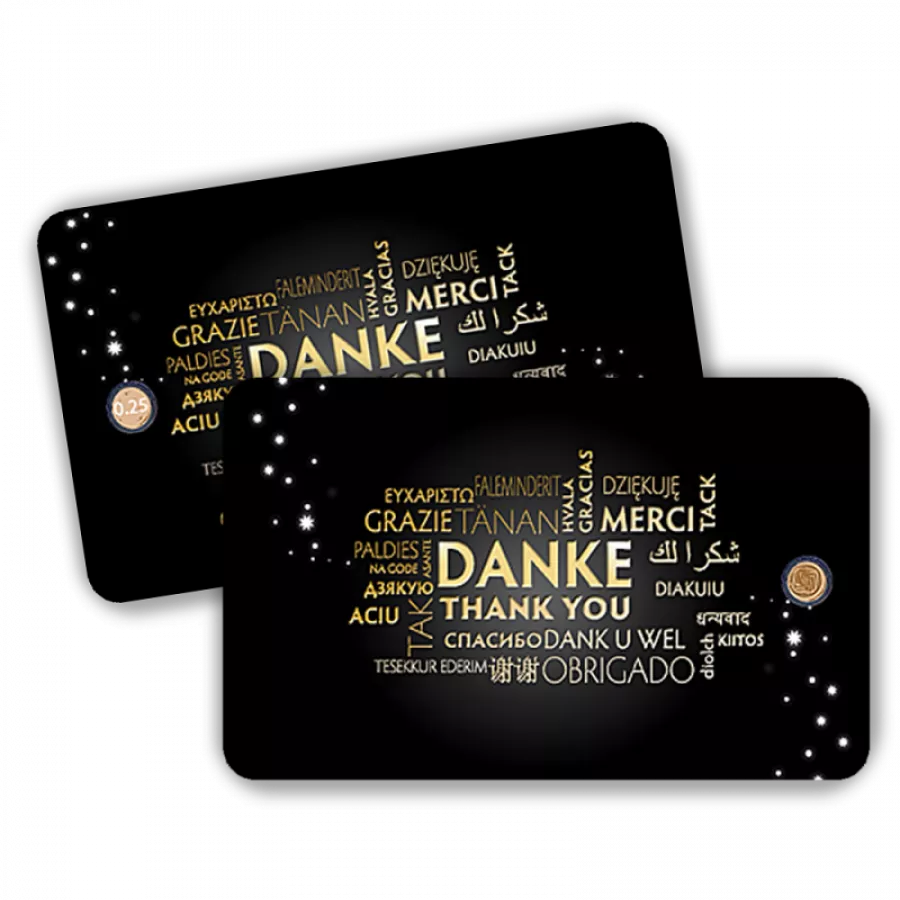 Danke - Merci - Thank You Geschenkkarten 0,25 Gramm - DKB-EMS-0025
