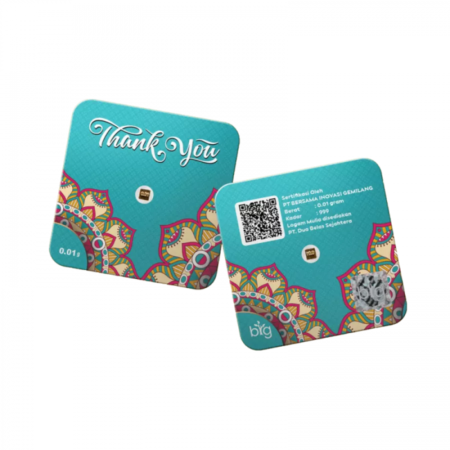 Big Gold Mini Goldbarren Thank You Turquoise 0,01 Gramm - GB-BIG-TT001