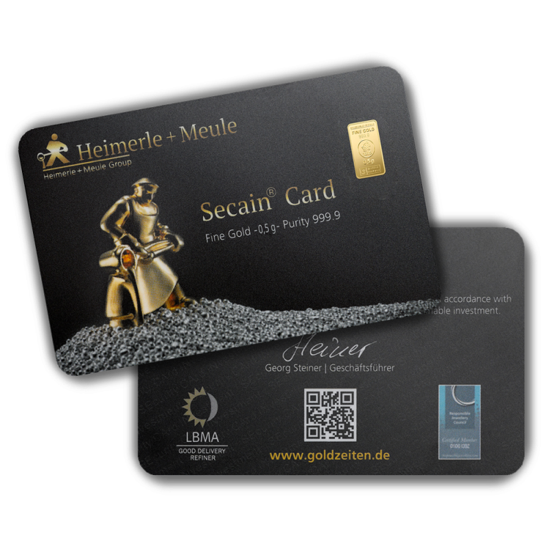 Heimerle + Meule Secain Card Goldbarren 0,5 Gramm