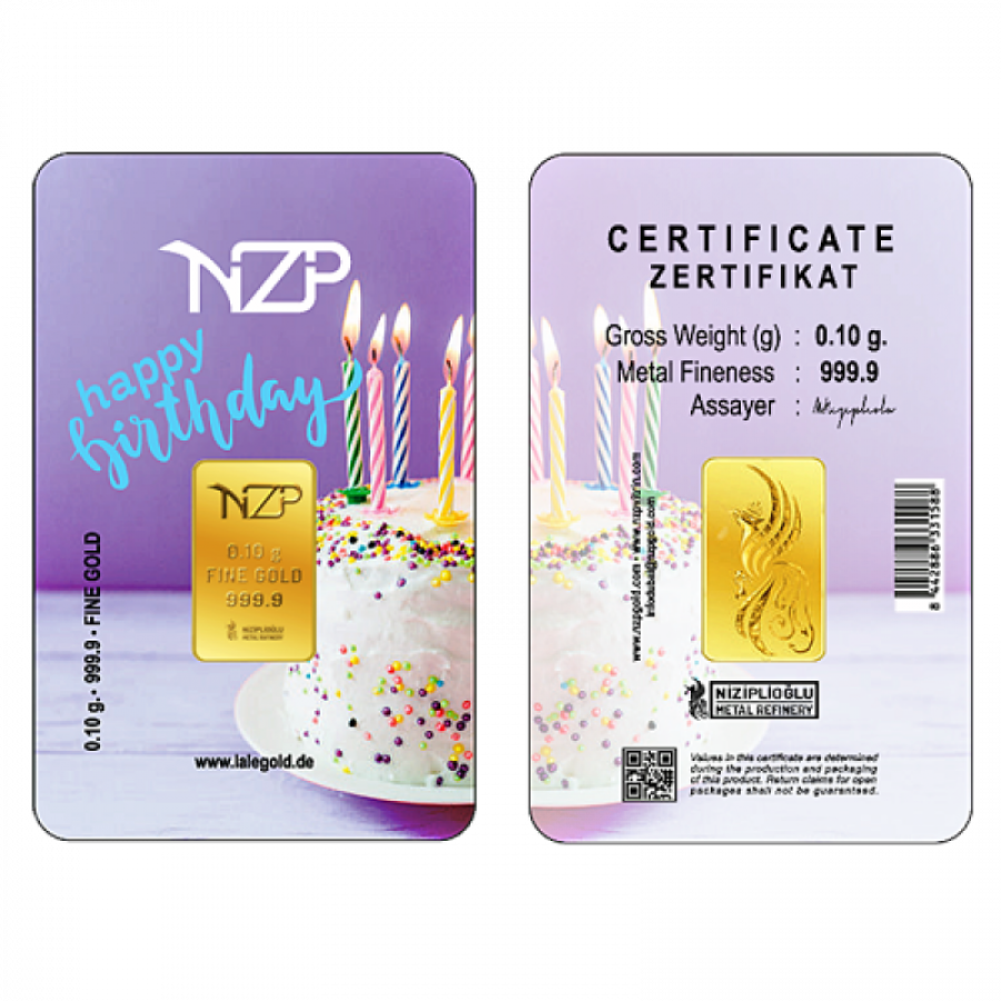 Geburtstagsgeschenke Happy Birthday 0,10 Gramm - GBR-NZP-0010