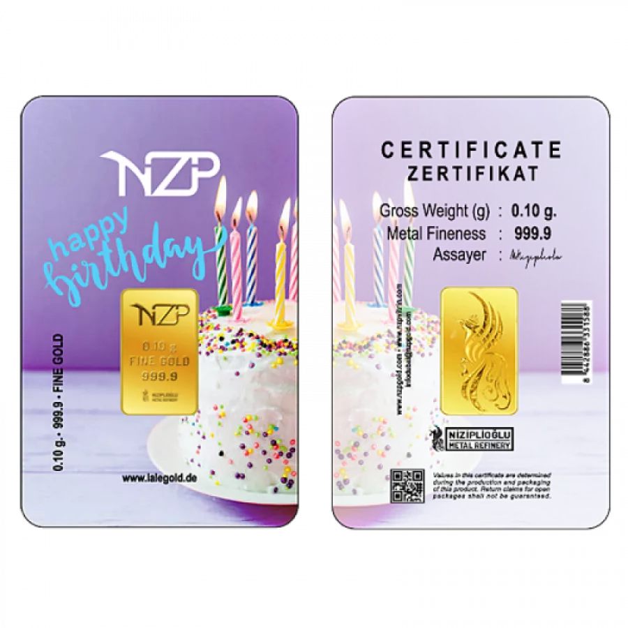 Geburtstagsgeschenke Happy Birthday 0,10 Gramm - GBR-NZP-0010