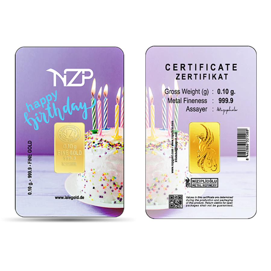 Geburtstagsgeschenke Happy Birthday 0,10 Gramm - GBR-NZP-0010