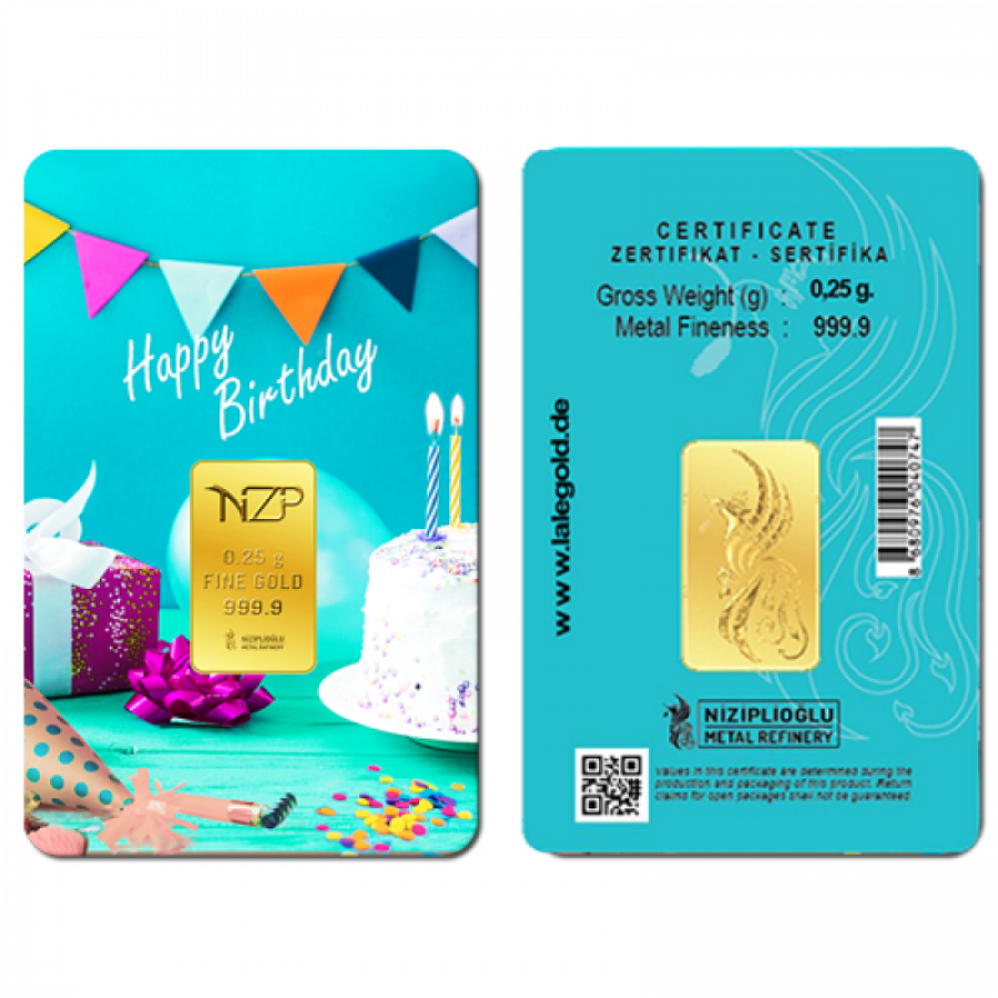 Geburtstagsgeschenke Happy Birthday 0,25 Gramm - GBR-NZP-0025