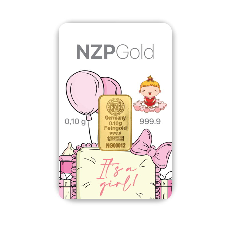 Geburt & Baby Shower Party Geschenkbarren Girl 0,10 Gramm Geburt & Baby Shower Party Geschenkbarren Girl 0,10 Gramm