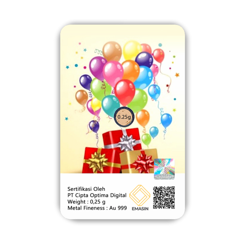 Happy Birthday Geschenkkarten Ballon 0,25 Gramm - HBB-EMS-0025