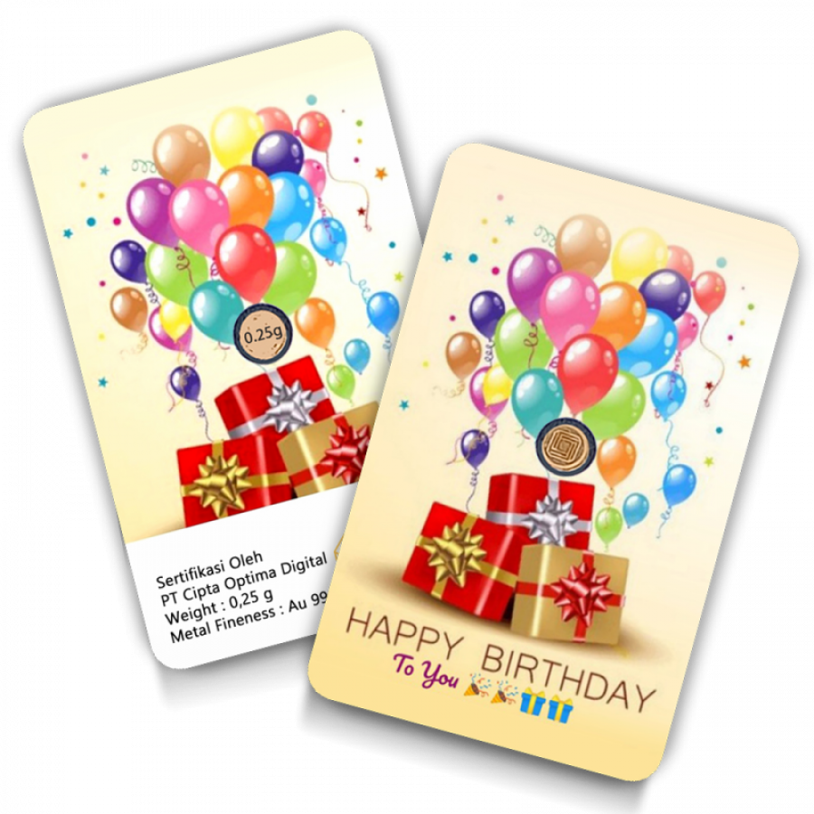 Happy Birthday Geschenkkarten Ballon 0,25 Gramm - HBB-EMS-0025