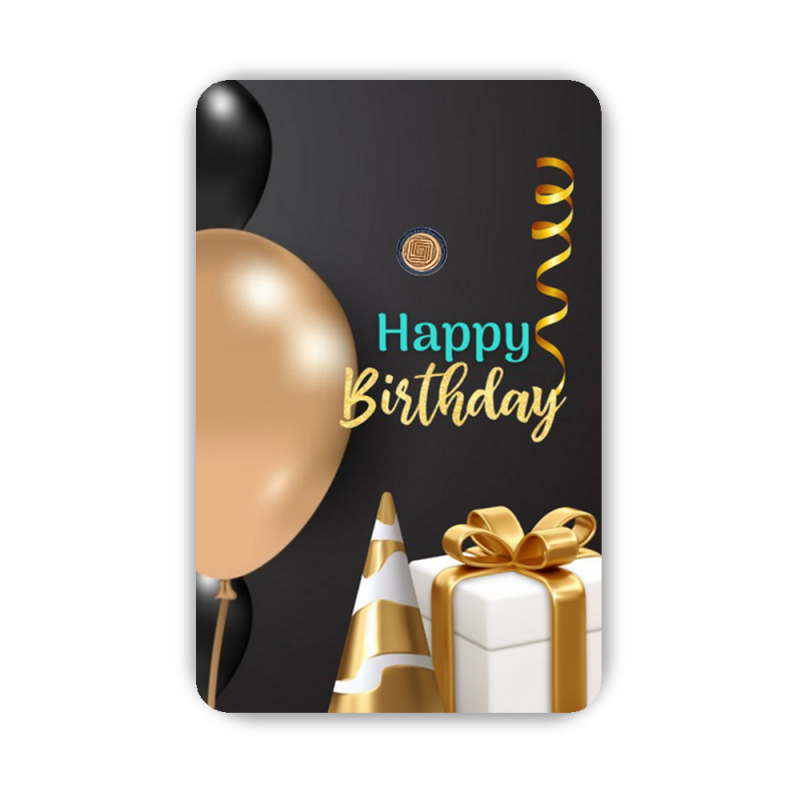 Happy Birthday Geschenkkarten Schwarz 0,10 Gramm - HBS-EMS-0010