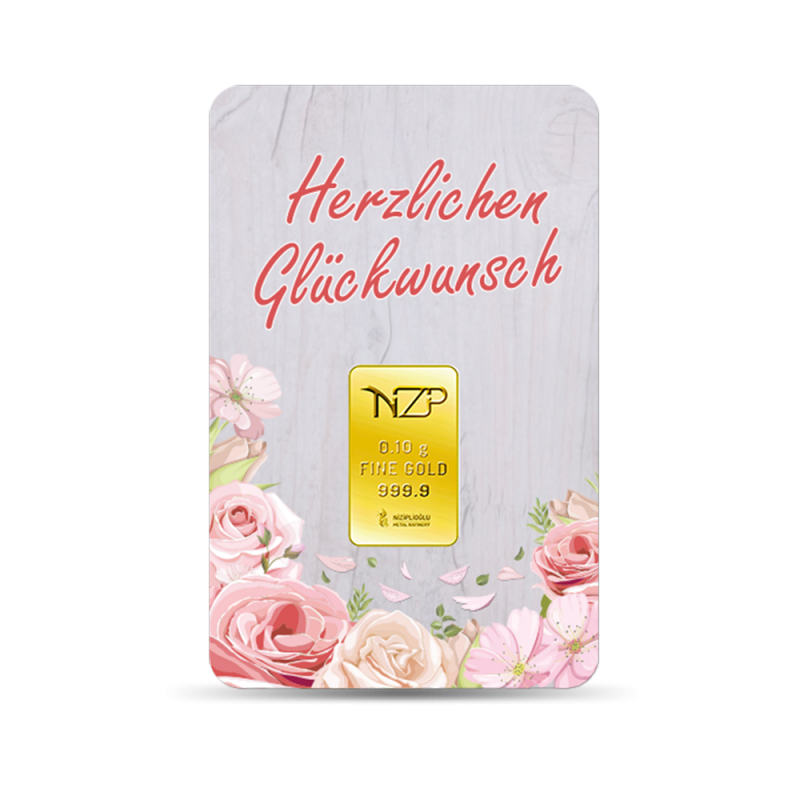 Herzlichen Glückwunsch Geschenkbarren 0,10 Gramm Herzlichen Glückwunsch Geschenkbarren 0,10 Gramm