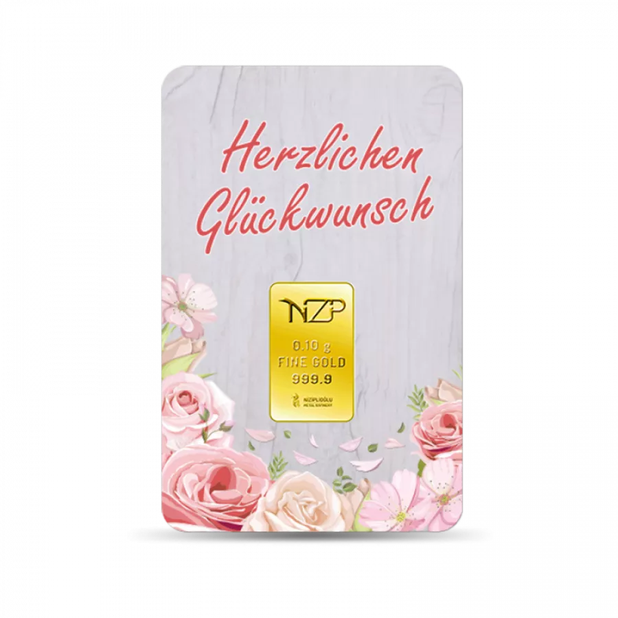 Herzlichen Glückwunsch Geschenkbarren 0,10 Gramm - HGW-NZP-0010