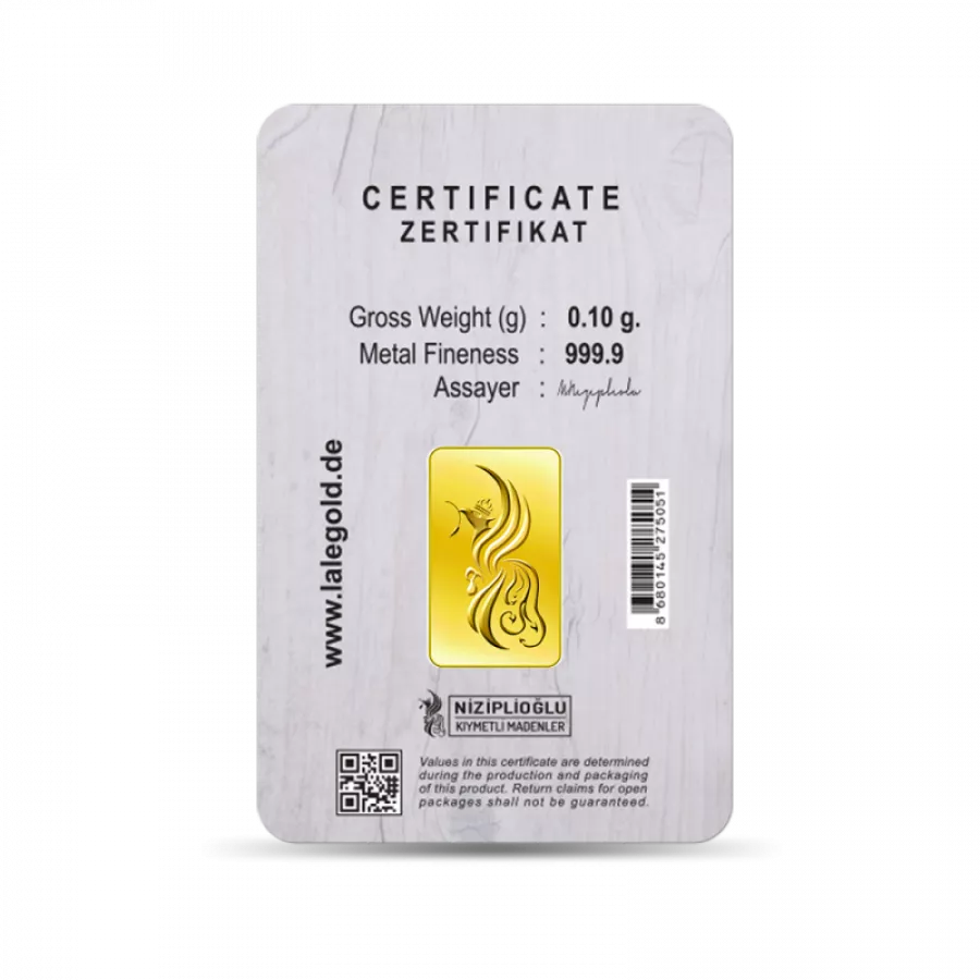 Herzlichen Glückwunsch Geschenkbarren 0,10 Gramm - HGW-NZP-0010