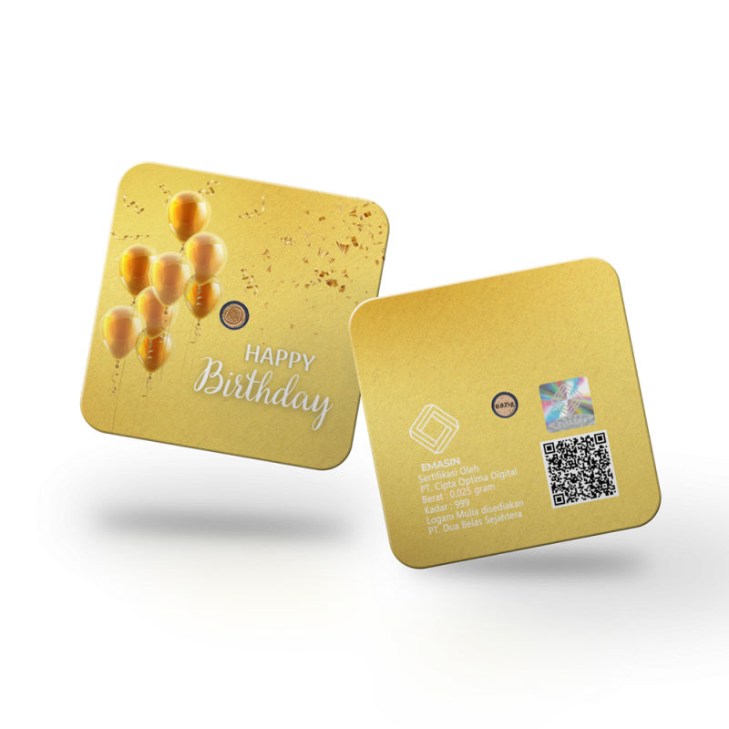 Emasin Rundform Goldbarren 0,025 Gramm Happy Birthday Ballon Emasin Rundform Goldbarren 0,025 Gramm Happy Birthday Ballon