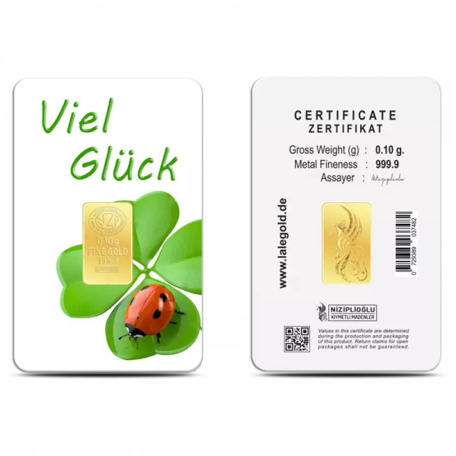 Viel Glück! Geschenkbarren 0,10 Gramm - VGK-NZP-0010